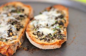 Delicious Garlic, Olives and Cheese Toast