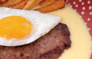 Steak with Fried Egg and Beer