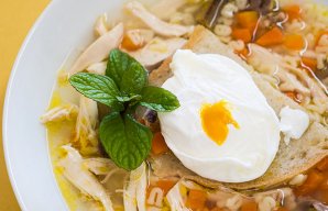 Chicken Soup with Poached Egg