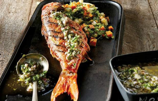 Grilled Red Snapper with Parsley Sauce