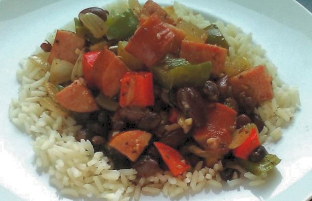 Rice and Beans with Linguiça